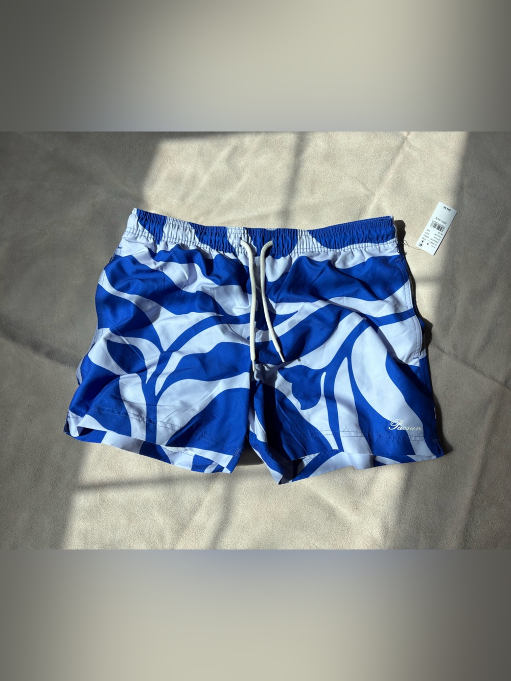 PacSun Blue and White Wave Print Swim Trunks